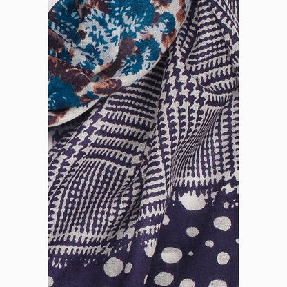 Ugg 100% Australian Merino Wool Scarf Purplish Blue and Check-Scarves-PEROZ Accessories