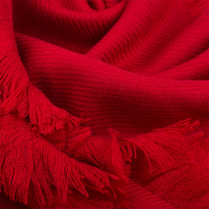 Ugg Fringed Check Wool Scarf Tomato-Scarves-PEROZ Accessories