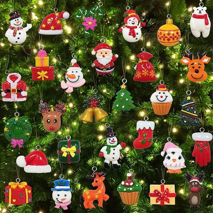 60pcs Mini Christmas Ornaments for Mini Tree Decorations Small Christmas Ornaments Resin Miniatures for Craft Christmas Decor-Occasions > Christmas > Christmas Decorations-PEROZ Accessories