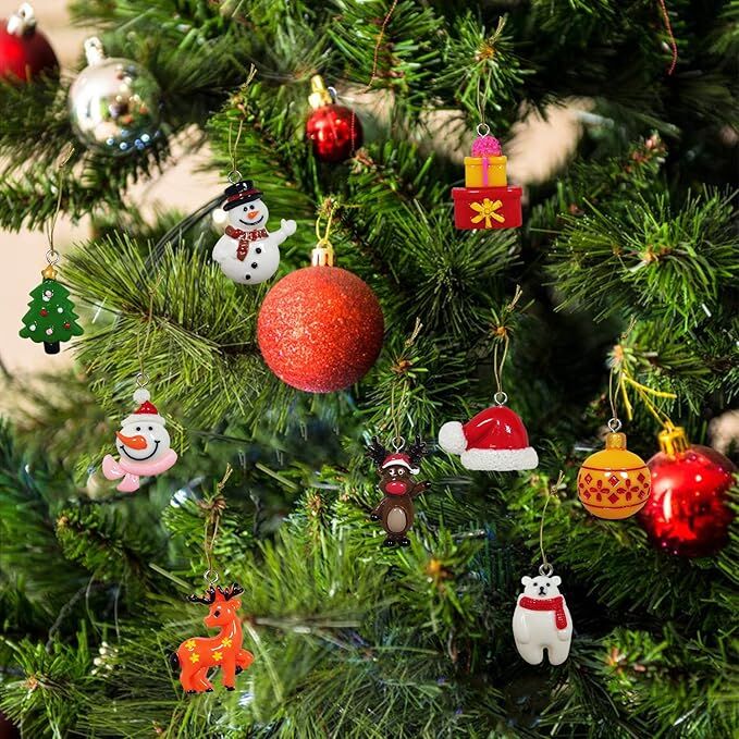 60pcs Mini Christmas Ornaments for Mini Tree Decorations Small Christmas Ornaments Resin Miniatures for Craft Christmas Decor-Occasions > Christmas > Christmas Decorations-PEROZ Accessories