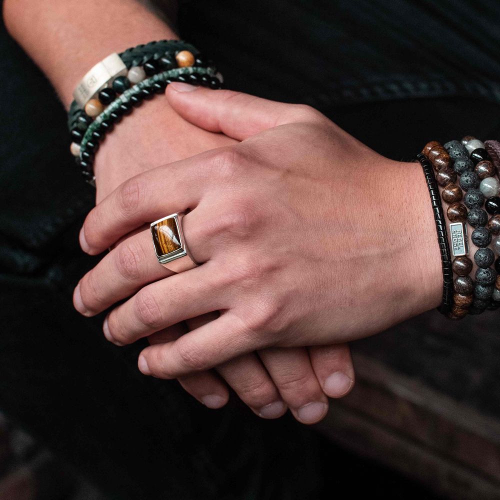Rebel and Rose Ring Square Tiger Lowneck-PEROZ Accessories