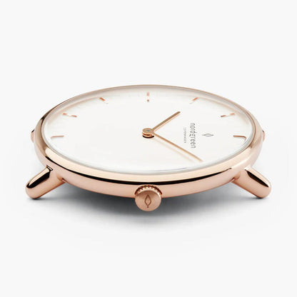 Nordgreen Native 36mm Rose Gold Case Black Leather Watch-PEROZ Accessories