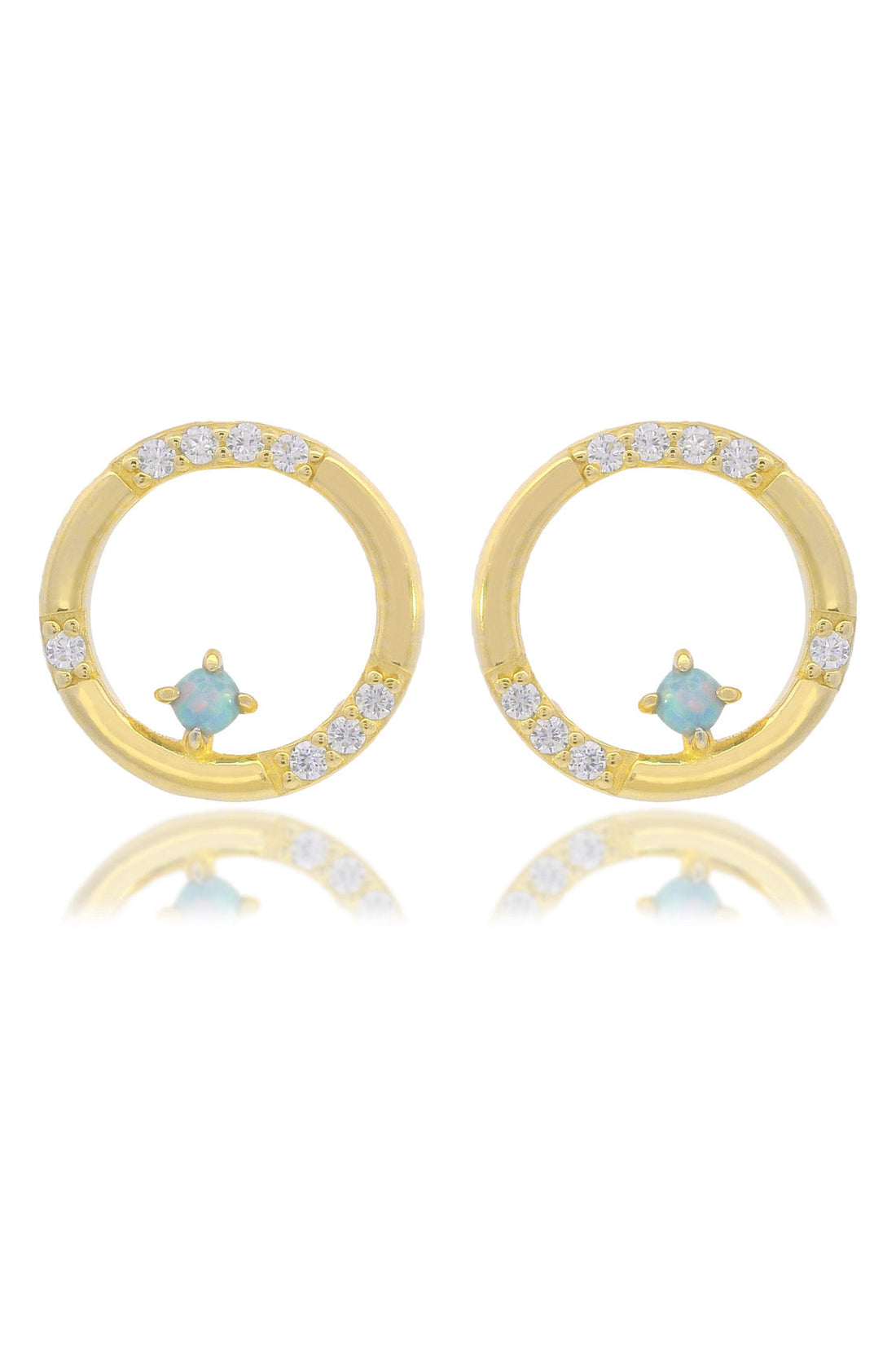OPAL GLOW BLUE CREATED OPAL CIRCLE EARRINGS GOLD-PEROZ Accessories