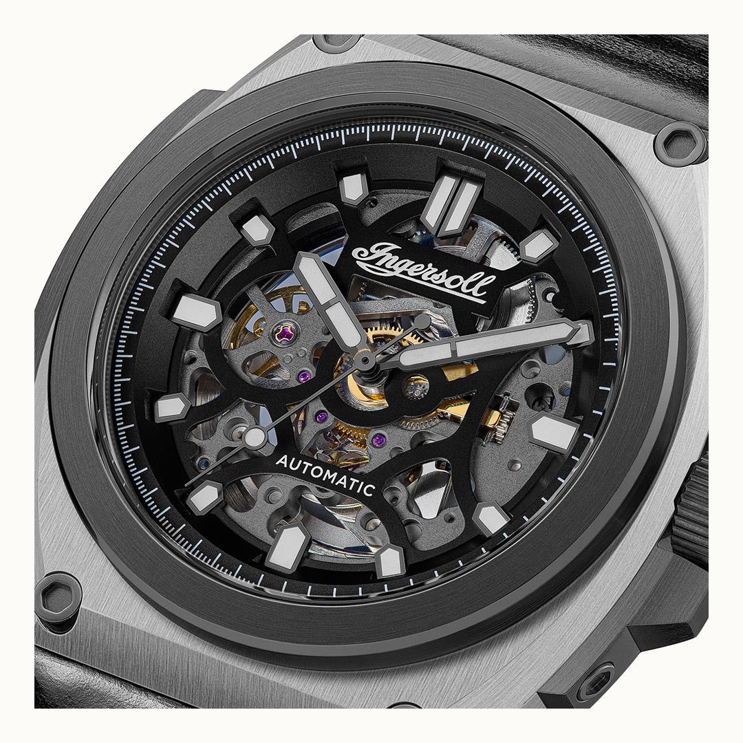 Ingersoll The Motion Automatic Black Leather Watch-PEROZ Accessories