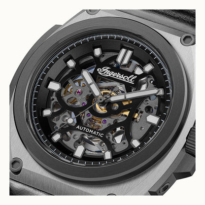 Ingersoll The Motion Automatic Black Leather Watch-PEROZ Accessories