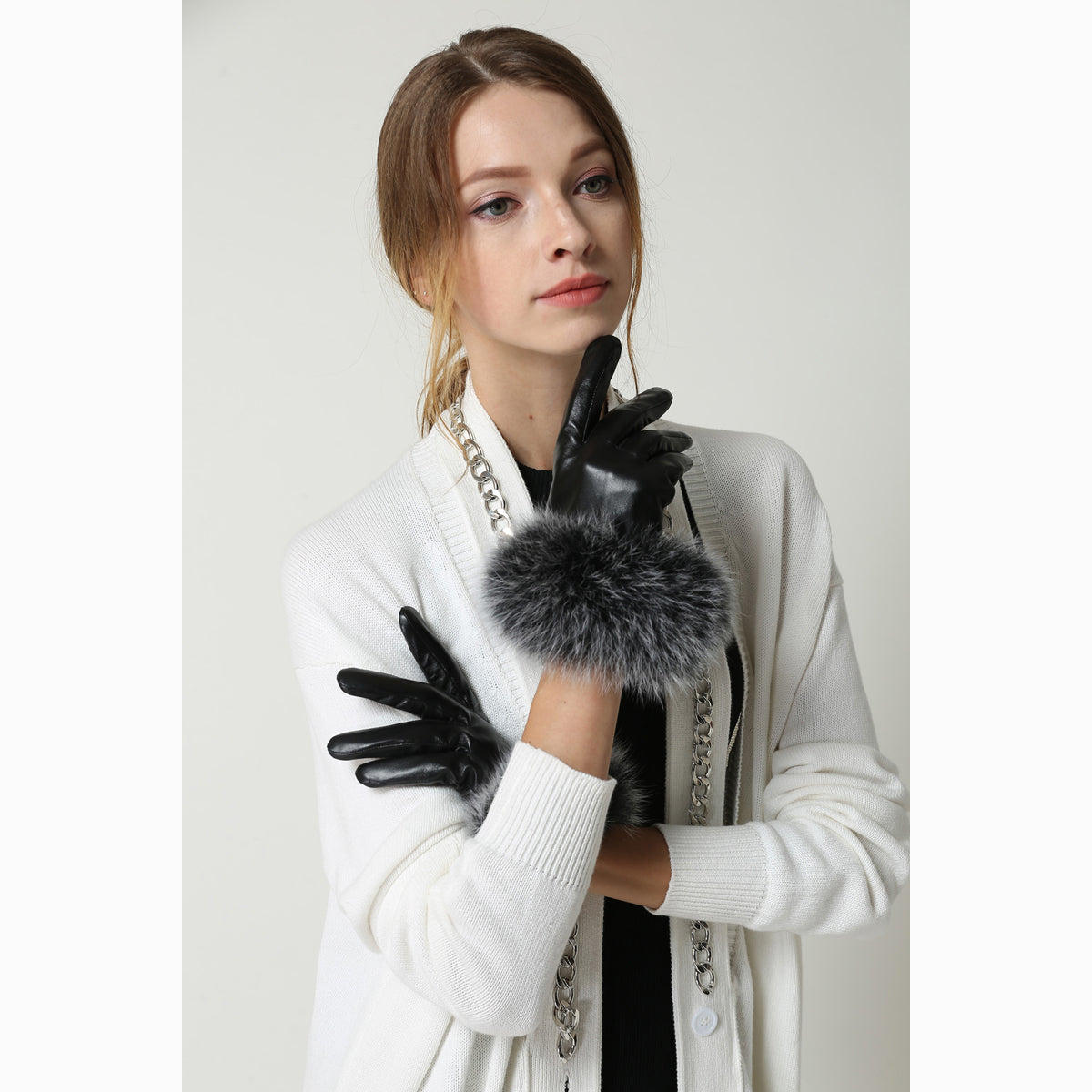 Ugg Touch Screen Fur Glove-Gloves-PEROZ Accessories