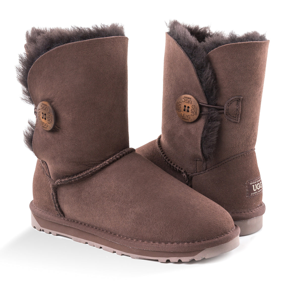 Ugg Classic Short Button Boots (Water Resistant)-Boots-PEROZ Accessories