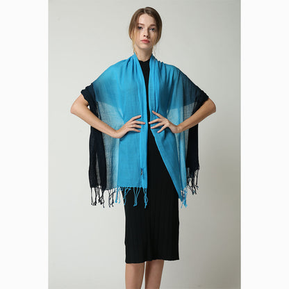 Ugg 100% Merino Wool Tie Dye Scarf Black and Cyan Blue-Scarves-PEROZ Accessories