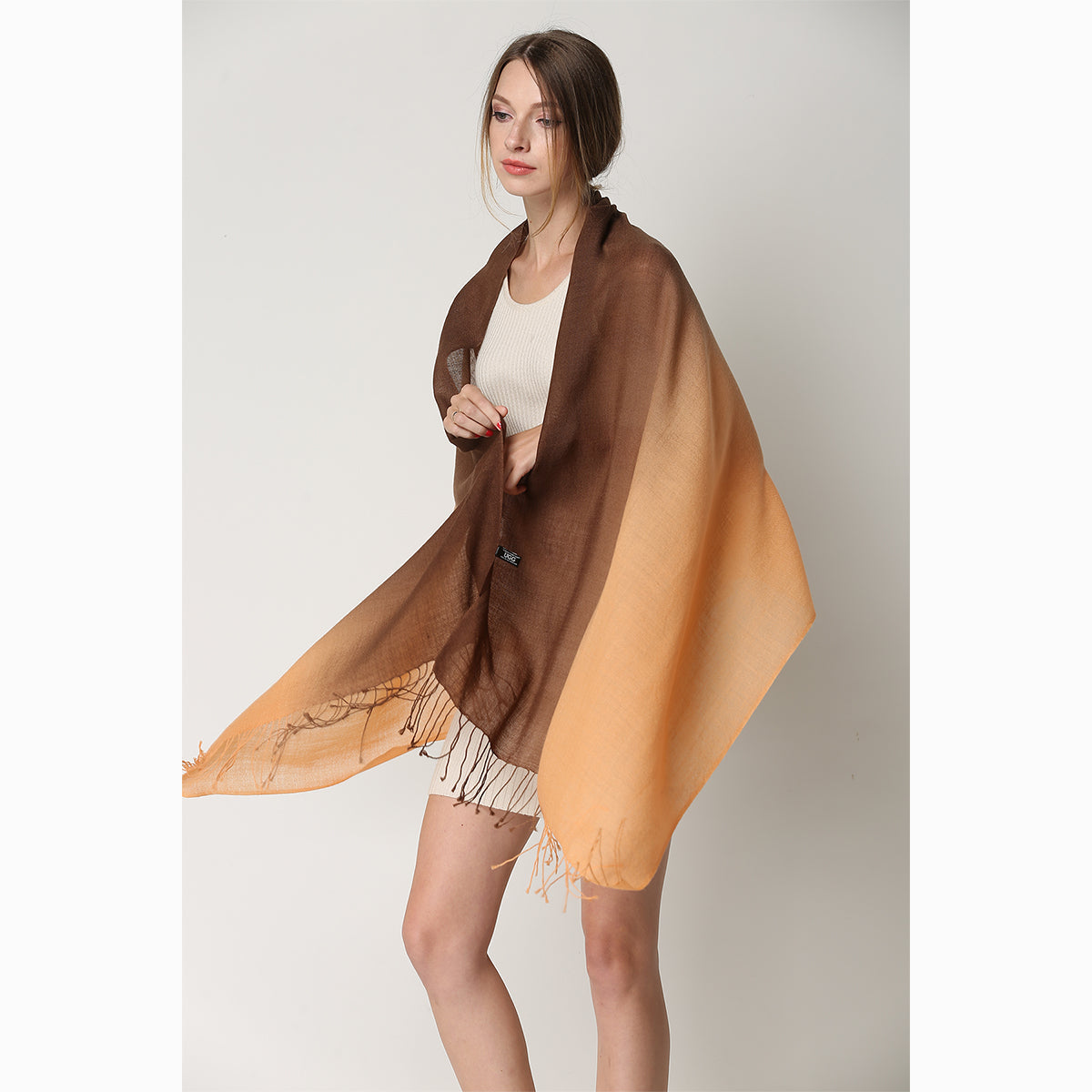 Ugg 100% Merino Wool Tie Dye Scarf Orange and Chocolate-Scarves-PEROZ Accessories