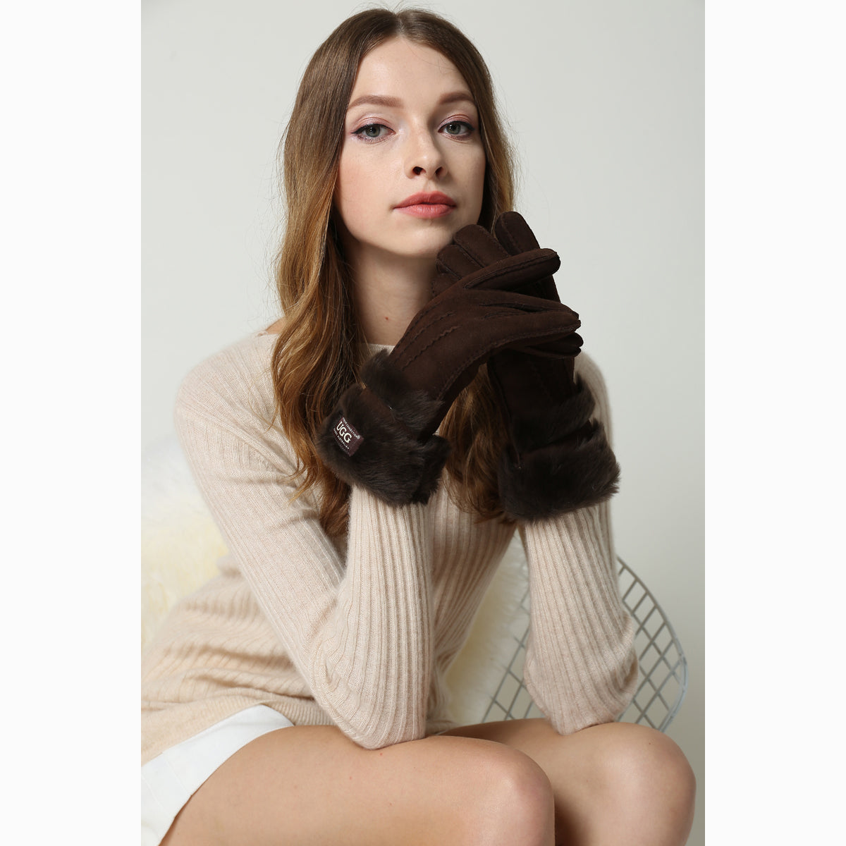 Ugg Sheepskin Double Cuff Glove-Gloves-PEROZ Accessories