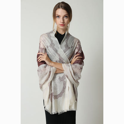 Ugg 100% Australian Merino Wool Scarf Cream and Tan-Scarves-PEROZ Accessories