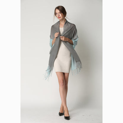 Ugg 100% Merino Wool Tie Dye Scarf Aqua and Grey-Scarves-PEROZ Accessories