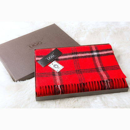 Ugg 100% Australian Merino Wool Reversible Scarf Red-Scarves-PEROZ Accessories