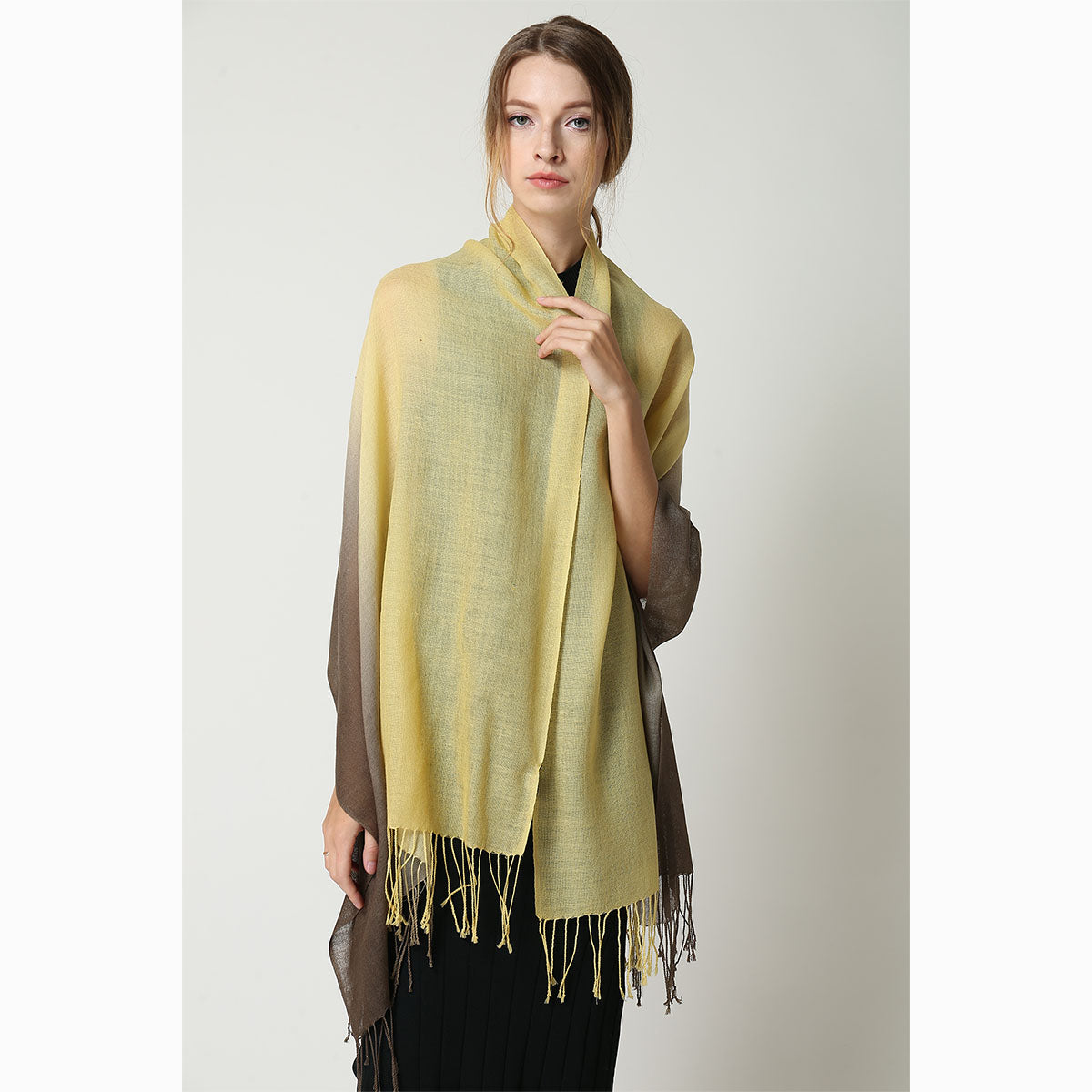Ugg 100% Merino Wool Tie Dye Scarf Lemon and Brown-Scarves-PEROZ Accessories