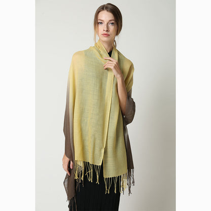 Ugg 100% Merino Wool Tie Dye Scarf Lemon and Brown-Scarves-PEROZ Accessories