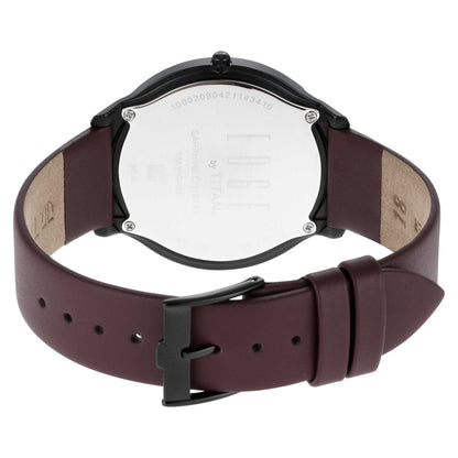 Titan Edge Baseline Black Dial Analogue Leather Strap watch for Men-PEROZ Accessories