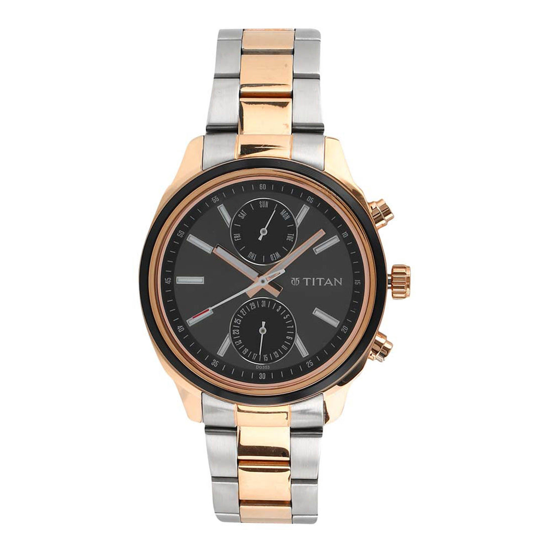 Titan Quartz Multifunction Black Dial Stainless Steel Strap Watch for Men-PEROZ Accessories