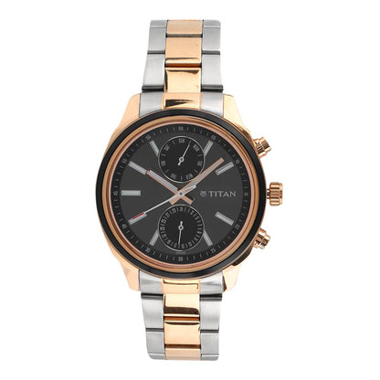 Titan Quartz Multifunction Black Dial Stainless Steel Strap Watch for Men-PEROZ Accessories