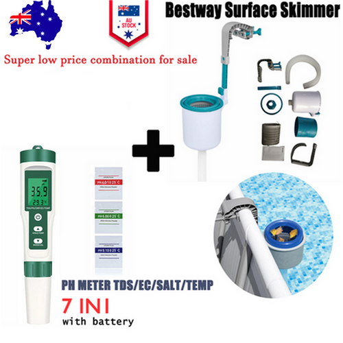 7 in 1 PH Meter Water Quality Monitor Tester Pen and one Bestway Surface Skimmer-Home &amp; Garden > Pool &amp; Accessories > Pool Sweeps &amp; Vacuums-PEROZ Accessories