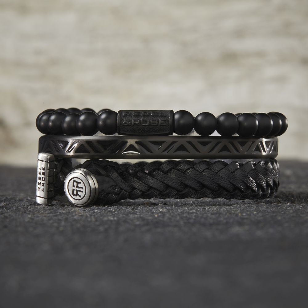 Rebel and Rose Mad Panther - All-Black 6mm Bracelet-PEROZ Accessories