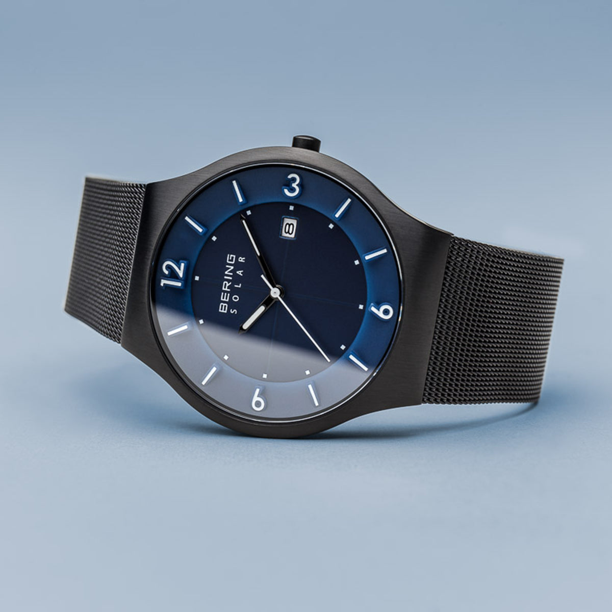 Bering Solar Brushed Black Mesh Watch-PEROZ Accessories