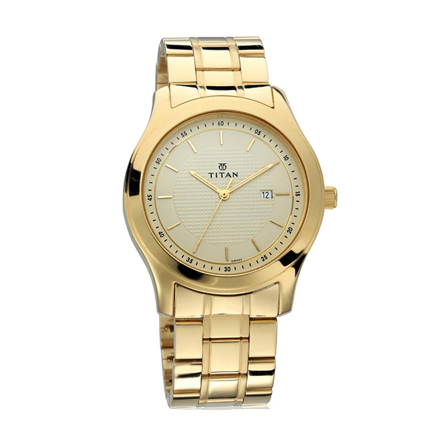 Titan Quartz Analogue with Date Champagne Dial Stainless Steel Strap Watch for Men-PEROZ Accessories