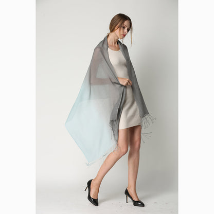 Ugg 100% Merino Wool Tie Dye Scarf Aqua and Grey-Scarves-PEROZ Accessories