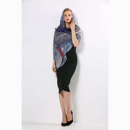 Ugg 100% Australian Merino Wool Scarf Blue Grey-Scarves-PEROZ Accessories