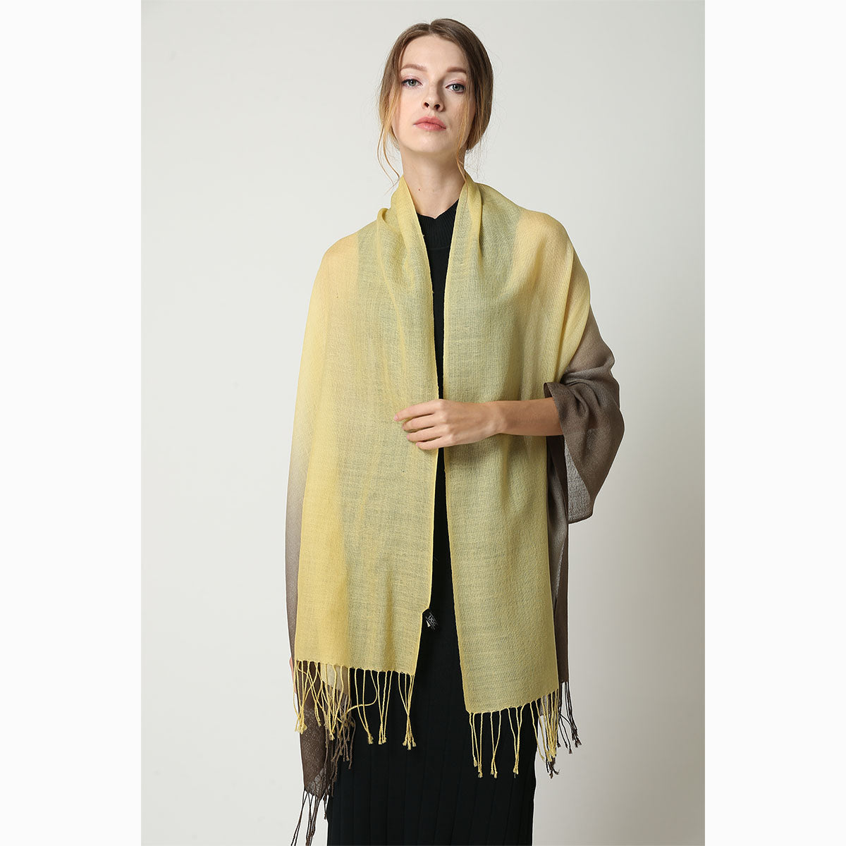 Ugg 100% Merino Wool Tie Dye Scarf Lemon and Brown-Scarves-PEROZ Accessories
