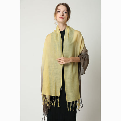 Ugg 100% Merino Wool Tie Dye Scarf Lemon and Brown-Scarves-PEROZ Accessories