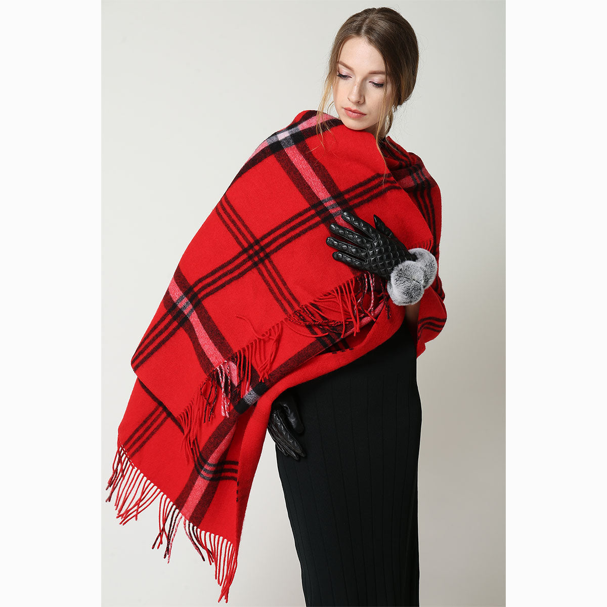 Ugg 100% Australian Merino Wool Reversible Wrap Red-Wrap-PEROZ Accessories