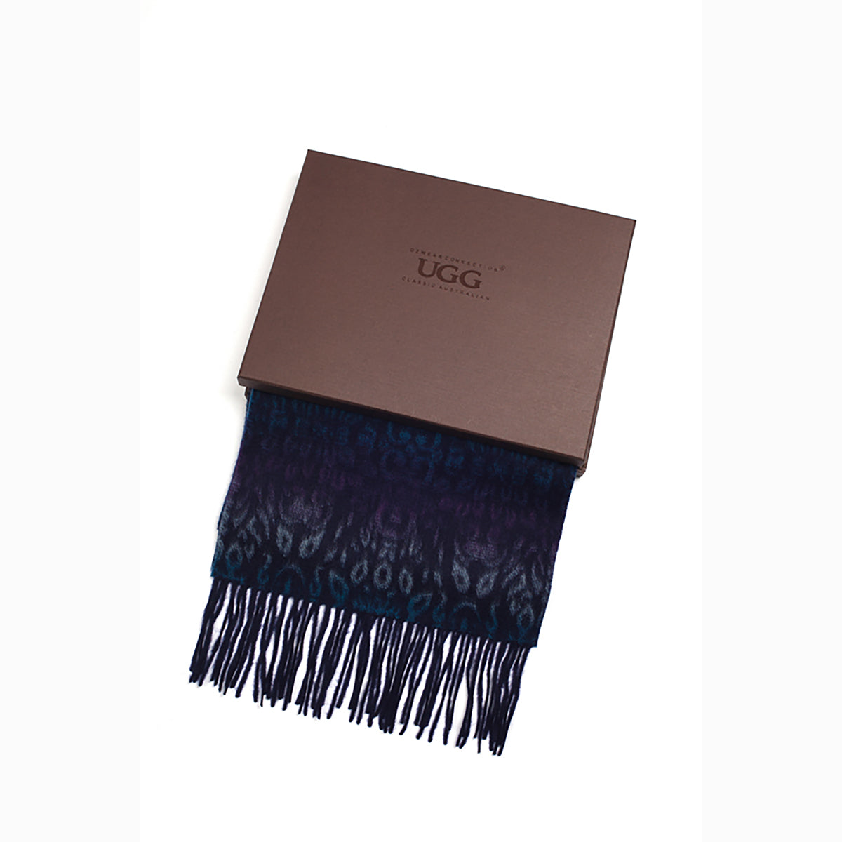 Ugg Cashmere &amp; Wool Scarf Purple and Blue-Scarves-PEROZ Accessories