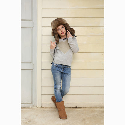 Ugg Kids Vintage Rodeo Leather Rabbit Fur Aviator Hat-Hats-PEROZ Accessories