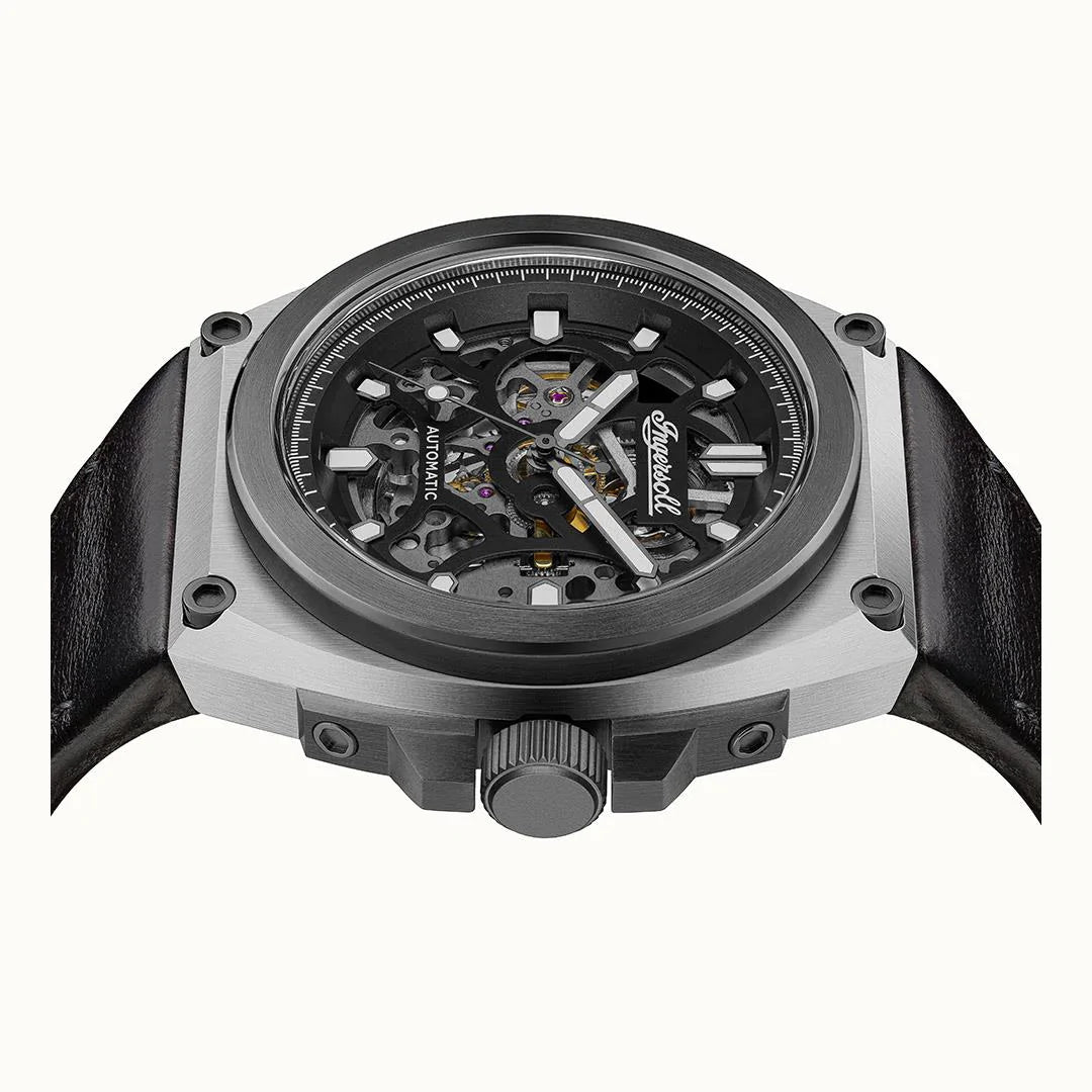 Ingersoll The Motion Automatic Black Leather Watch-PEROZ Accessories