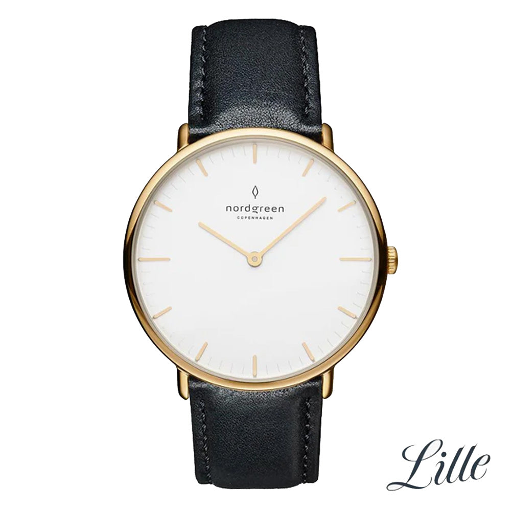 Nordgreen Native 28mm Black Leather Strap Watch-PEROZ Accessories