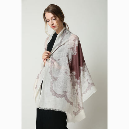 Ugg 100% Australian Merino Wool Scarf Cream and Tan-Scarves-PEROZ Accessories