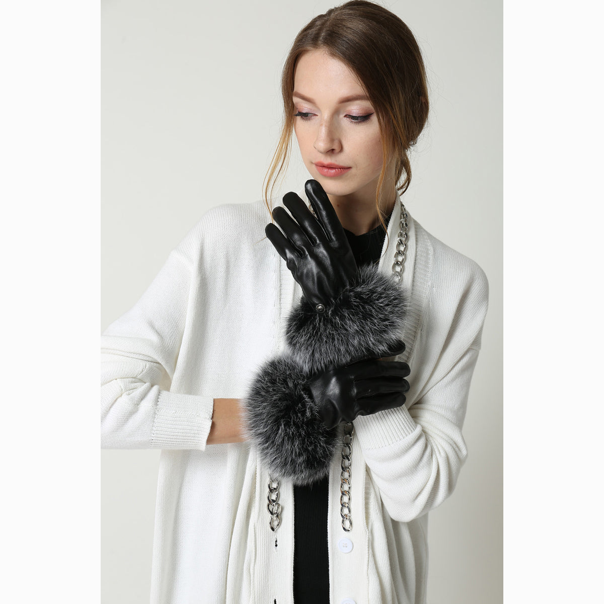 Ugg Touch Screen Fur Glove-Gloves-PEROZ Accessories
