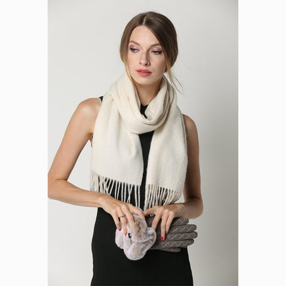 Ugg 100% Wool Scarf White-Scarves-PEROZ Accessories