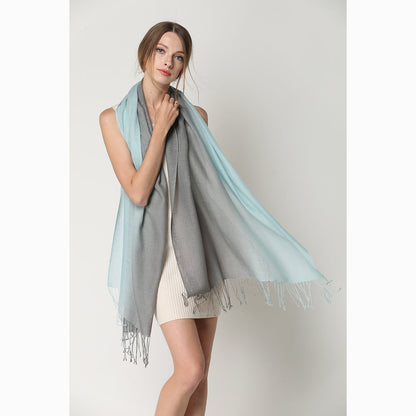 Ugg 100% Merino Wool Tie Dye Scarf Aqua and Grey-Scarves-PEROZ Accessories