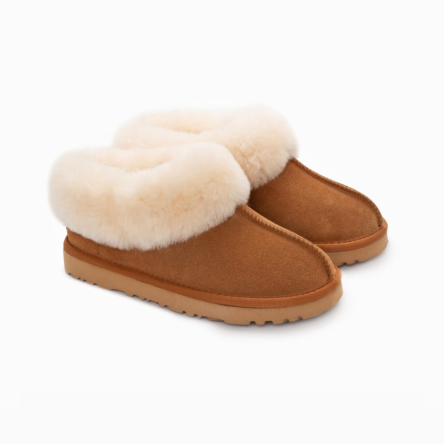 Ugg Slippers Collar Unisex Premium Sheepskin Slippers Suede-Slippers-PEROZ Accessories