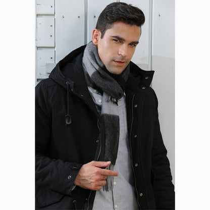 Ugg Cashmere &amp; Wool Scarf Blue Grey and Black-Scarves-PEROZ Accessories