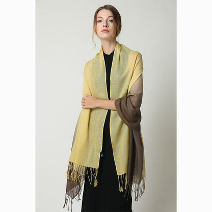 Ugg 100% Merino Wool Tie Dye Scarf Lemon and Brown-Scarves-PEROZ Accessories