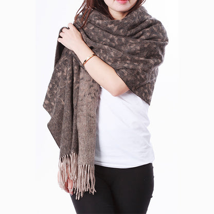 Ugg Cashmere &amp; Wool Wrap Tan and Black-Wrap-PEROZ Accessories