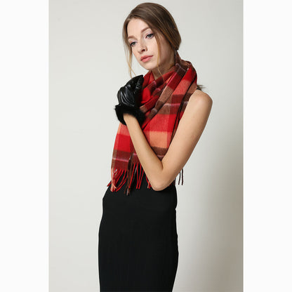 Ugg 100% Wool Scarf Check Red and Brown-Scarves-PEROZ Accessories