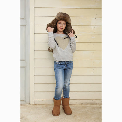 Ugg Kids Vintage Rodeo Leather Rabbit Fur Aviator Hat-Hats-PEROZ Accessories
