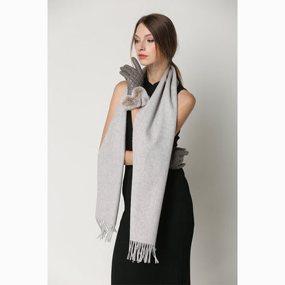 Ugg 100% Wool Scarf Grey-Scarves-PEROZ Accessories