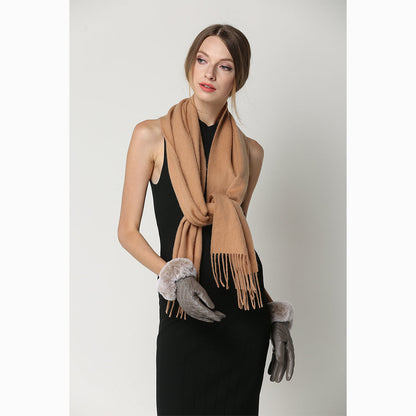 Ugg 100% Wool Scarf Beige-Scarves-PEROZ Accessories