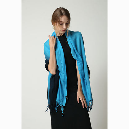 Ugg 100% Merino Wool Tie Dye Scarf Black and Cyan Blue-Scarves-PEROZ Accessories