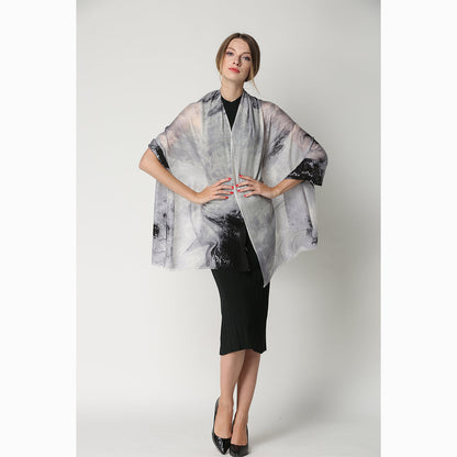 Ugg 100% Australian Merino Wool Scarf Ivory and Black-Scarves-PEROZ Accessories