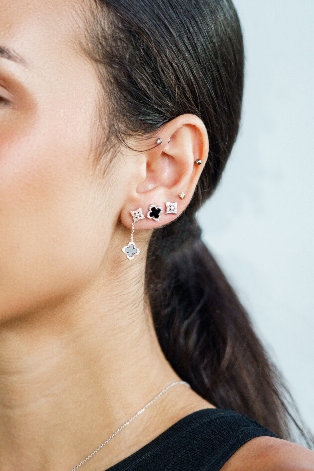 GEORGINI MIDNIGHT VELVET FAIRWATER PETITE EARRINGS SILVER-PEROZ Accessories